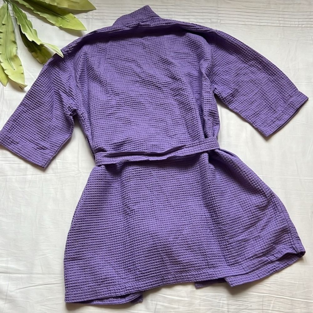 Chakir Turkish Linens Lightweight Quick Dry Waffle Knit Kimono Short Robe - Picture 11 of 13